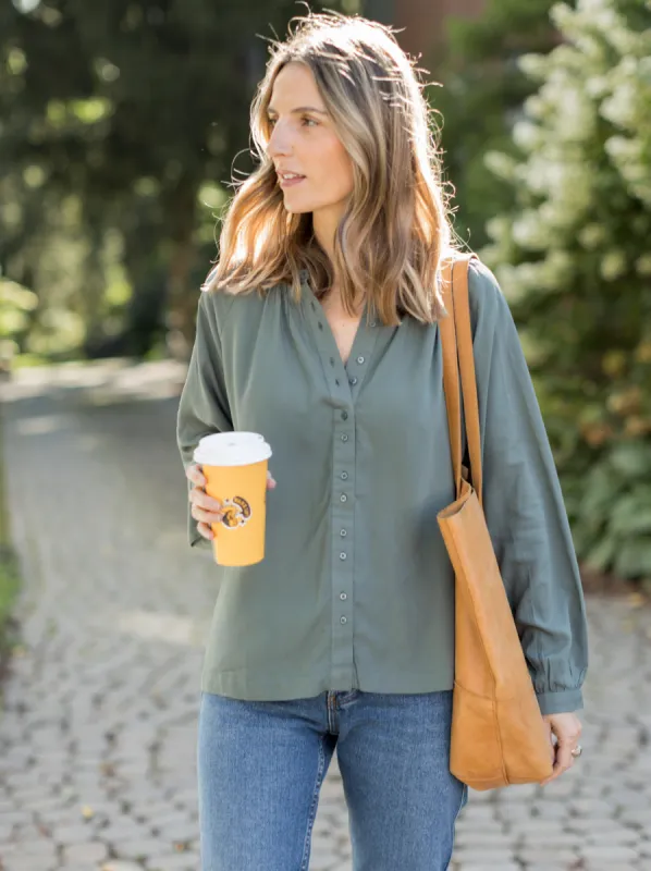 Ruth Flowy Button Down Blouse sold by Able