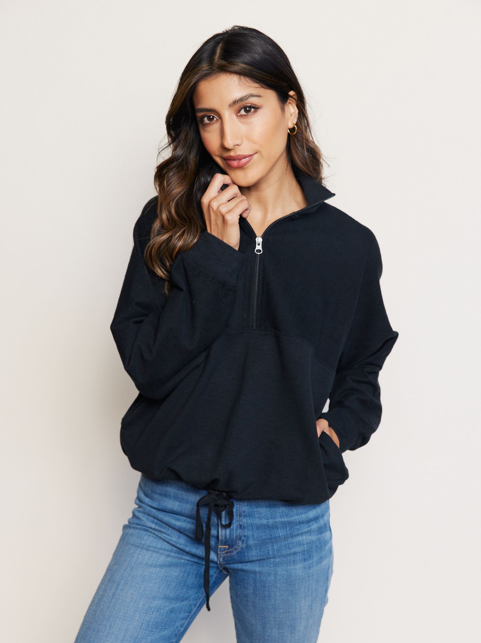 Doris Cinched Half-Zip Sweatshirt sold by Able