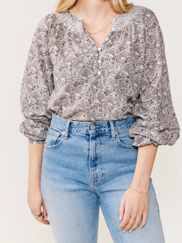 Kristen Paisley Popover Top sold by Able