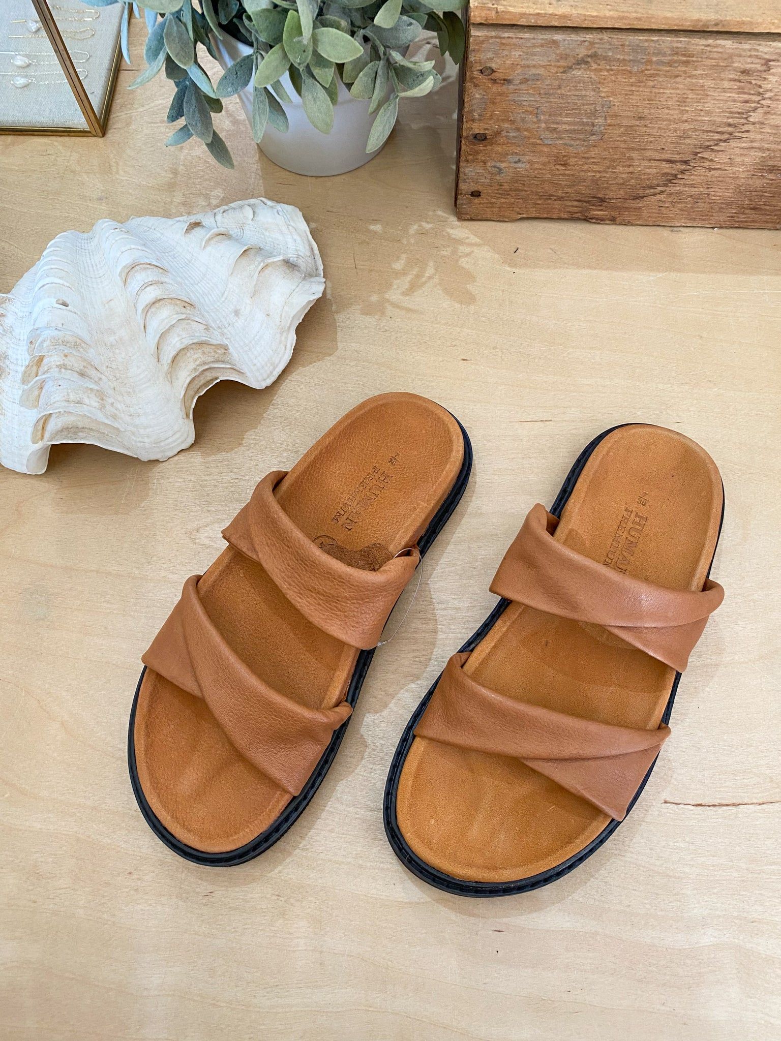 Ahoy Slides Tan sold by About A Girl