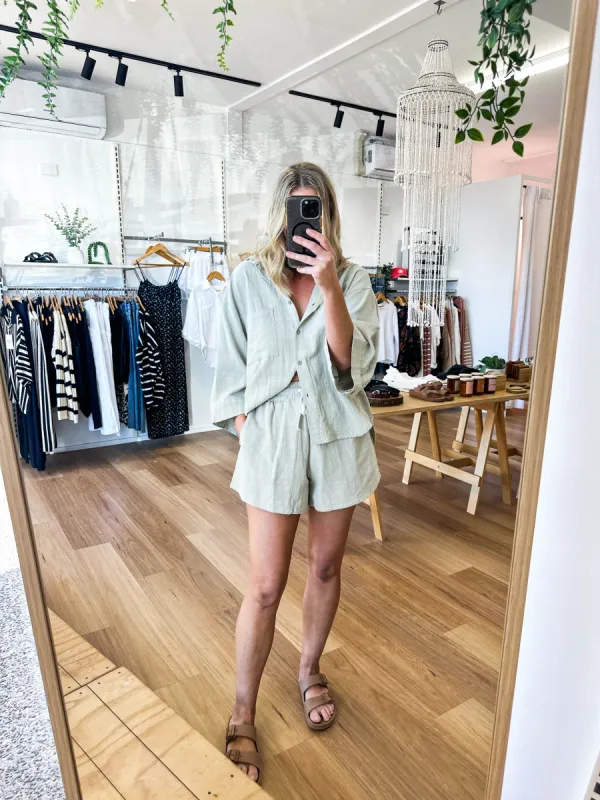 Lucia Shorts Sage sold by About A Girl