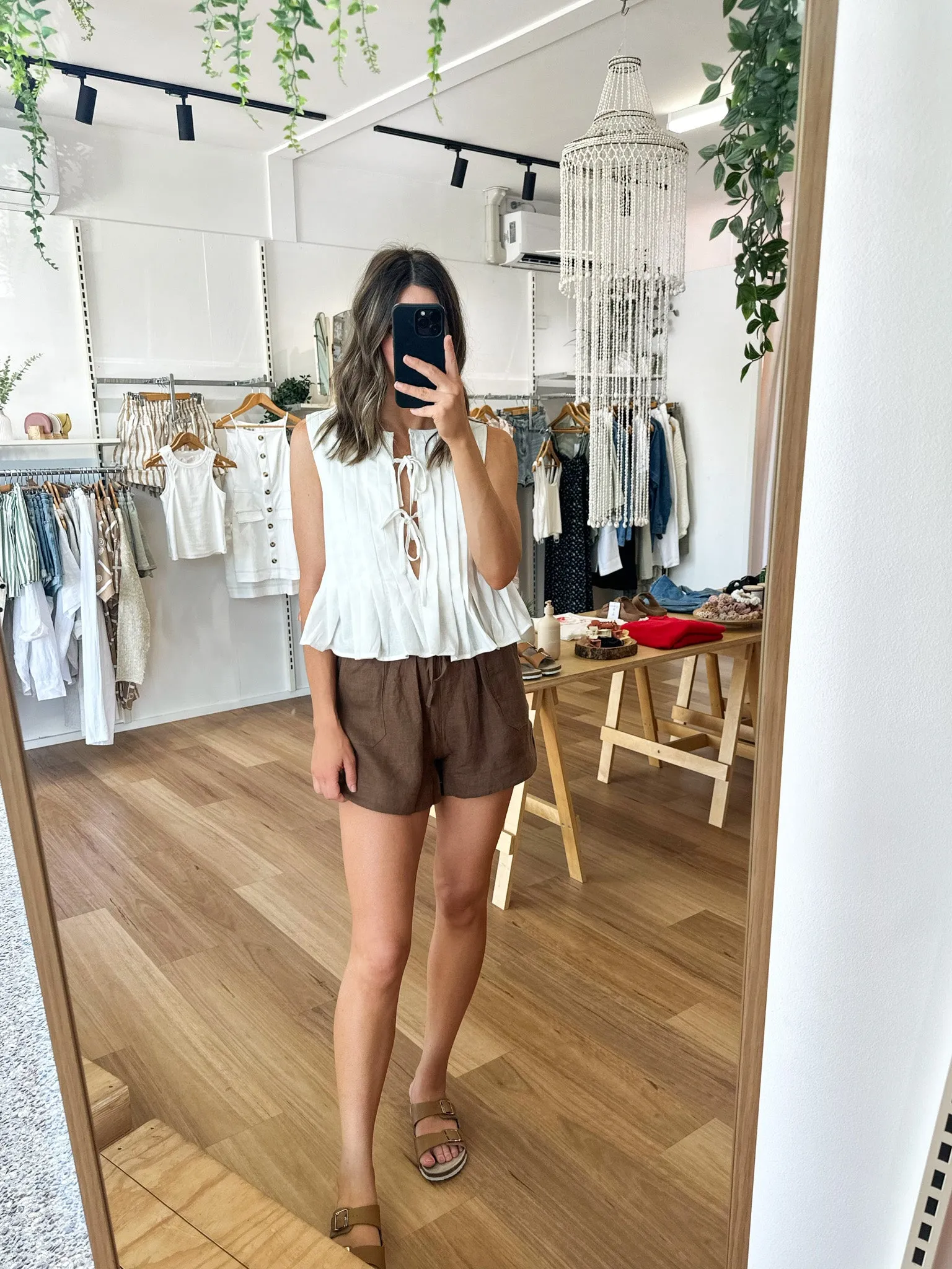 Bronte Linen Shorts Brown sold by About A Girl