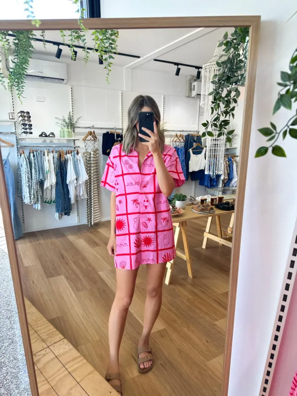 Goldie Shirt Dress Pink sold by About A Girl