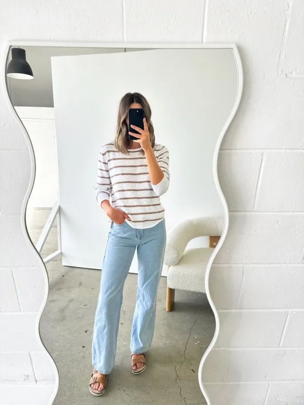 Nellie Stripe Knit Taupe sold by About A Girl