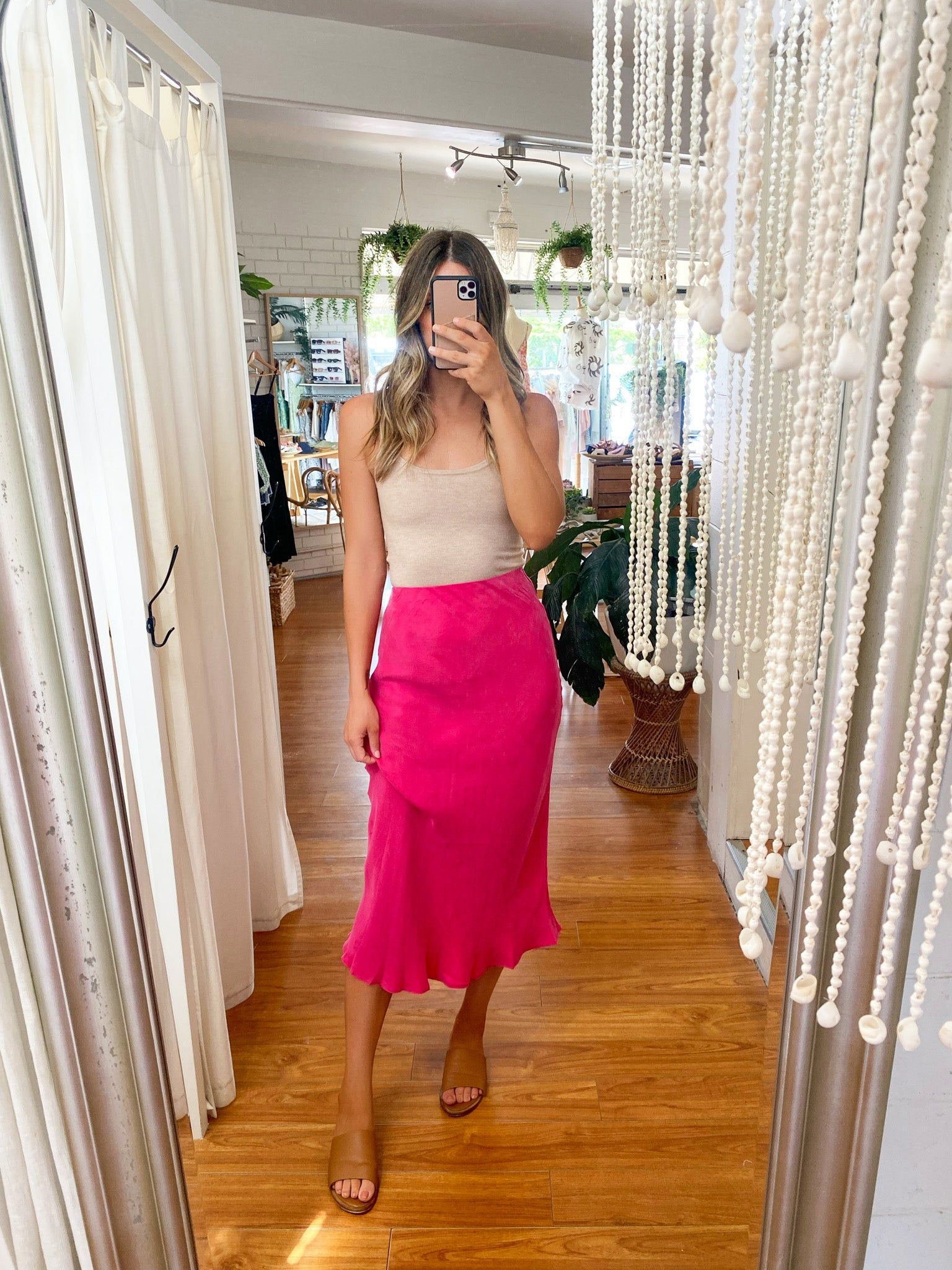 Jules Cupro Midi Skirt sold by About A Girl