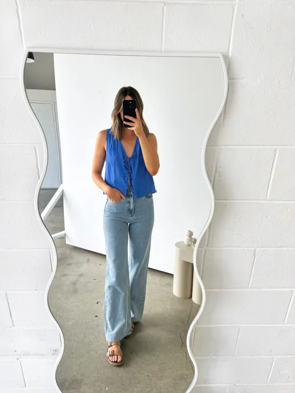 Elkie Wide Leg Jeans Blue sold by About A Girl