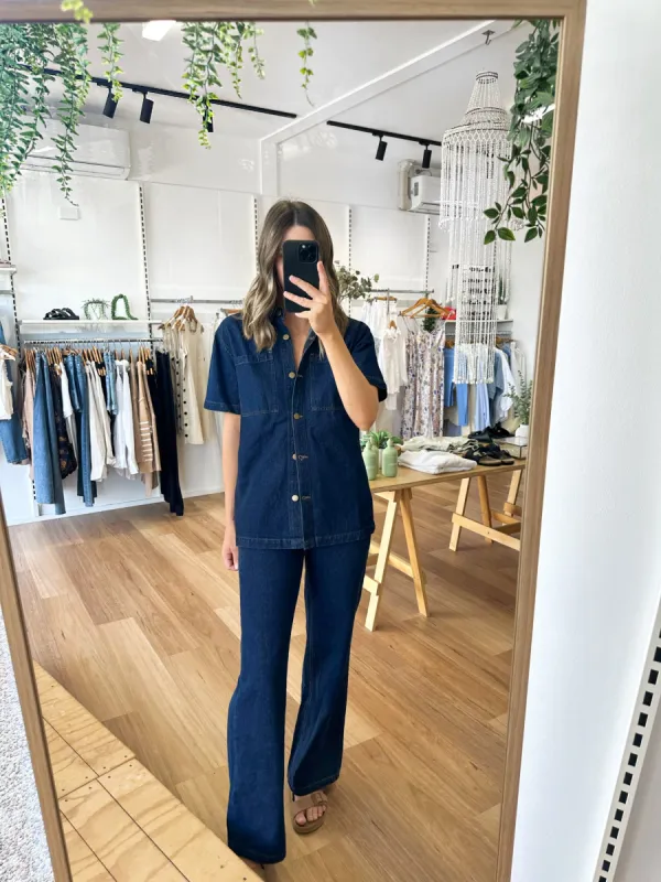 Farrah Denim Shirt Blue sold by About A Girl
