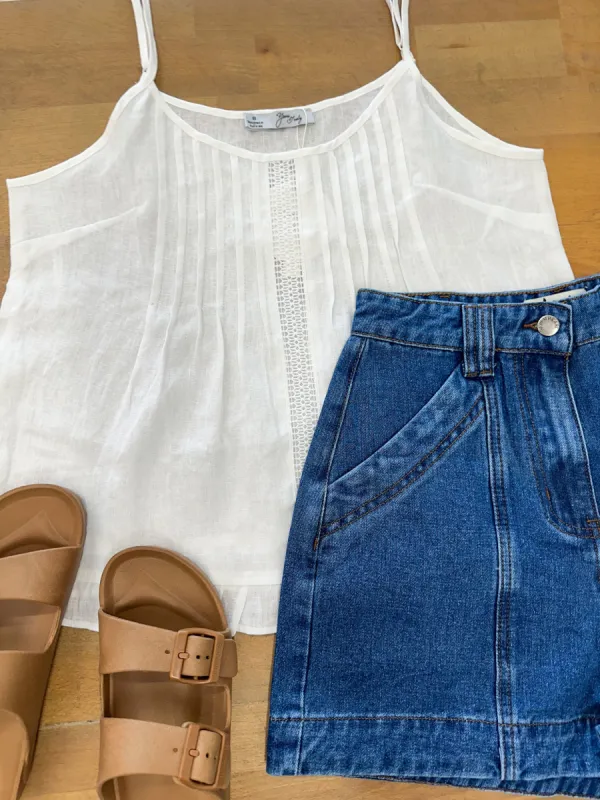 Novie Linen Top White sold by About A Girl
