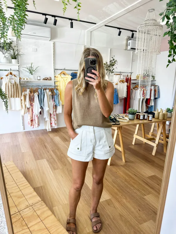 Spring Tank Taupe sold by About A Girl