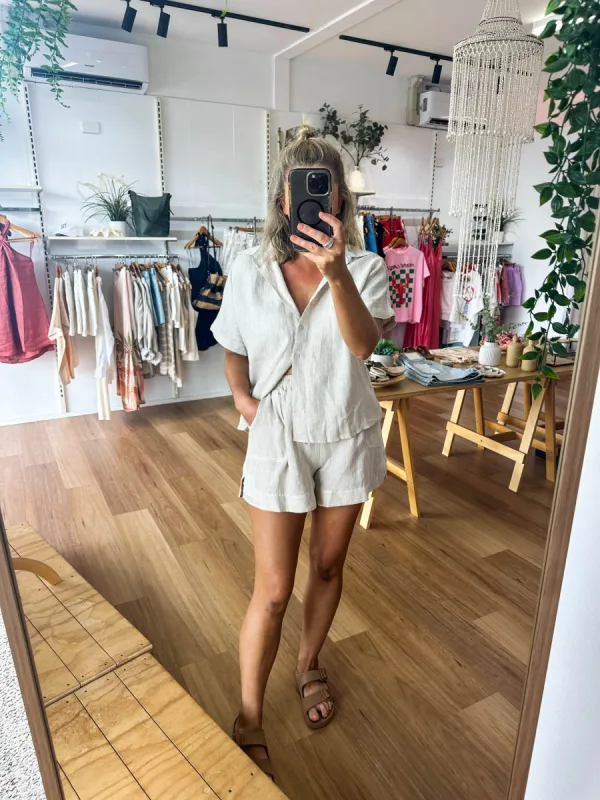 Bronte Linen Shirt Natural sold by About A Girl