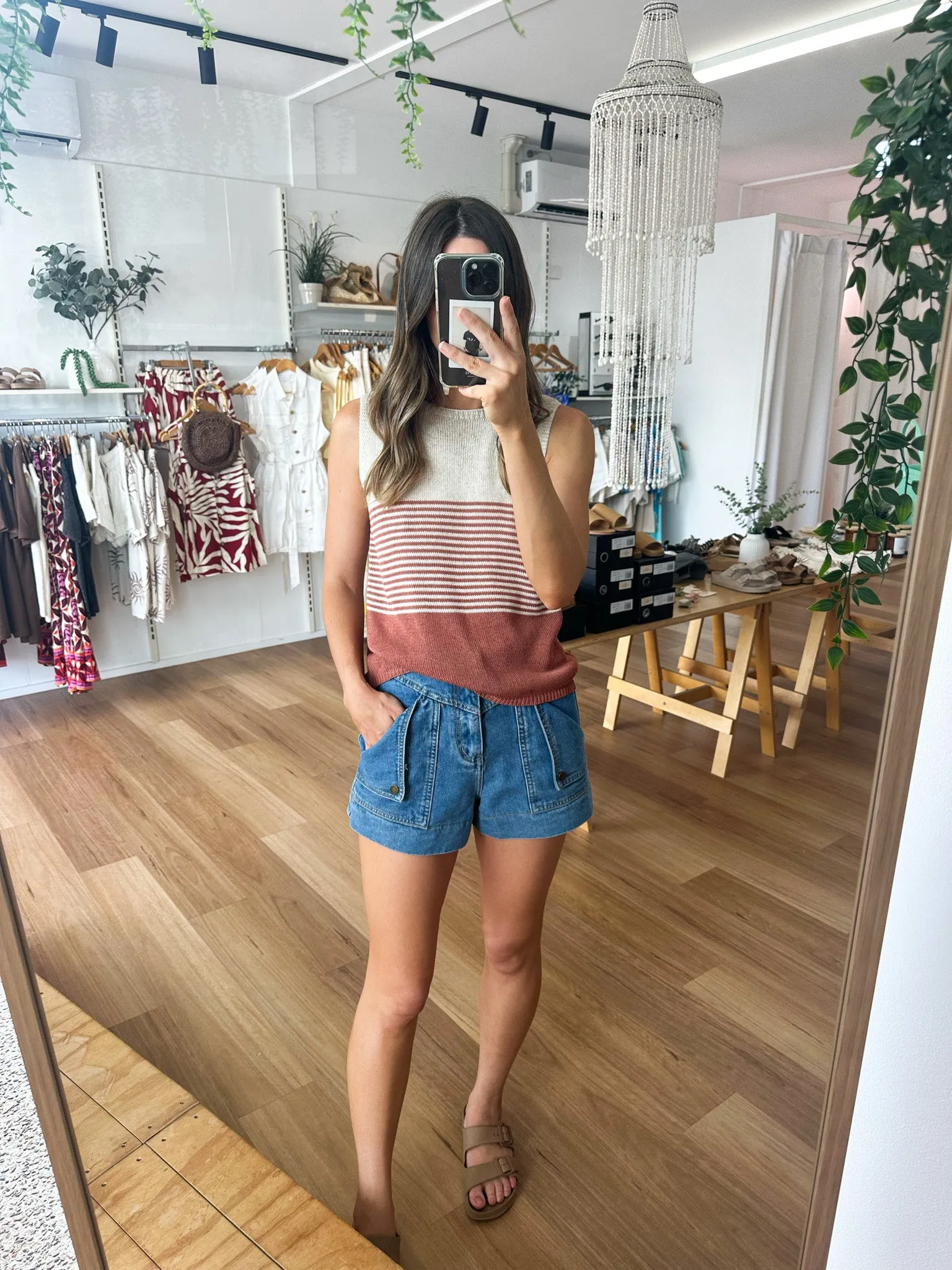 Emma Stripe Tank Rust sold by About A Girl product image thumbnail 3