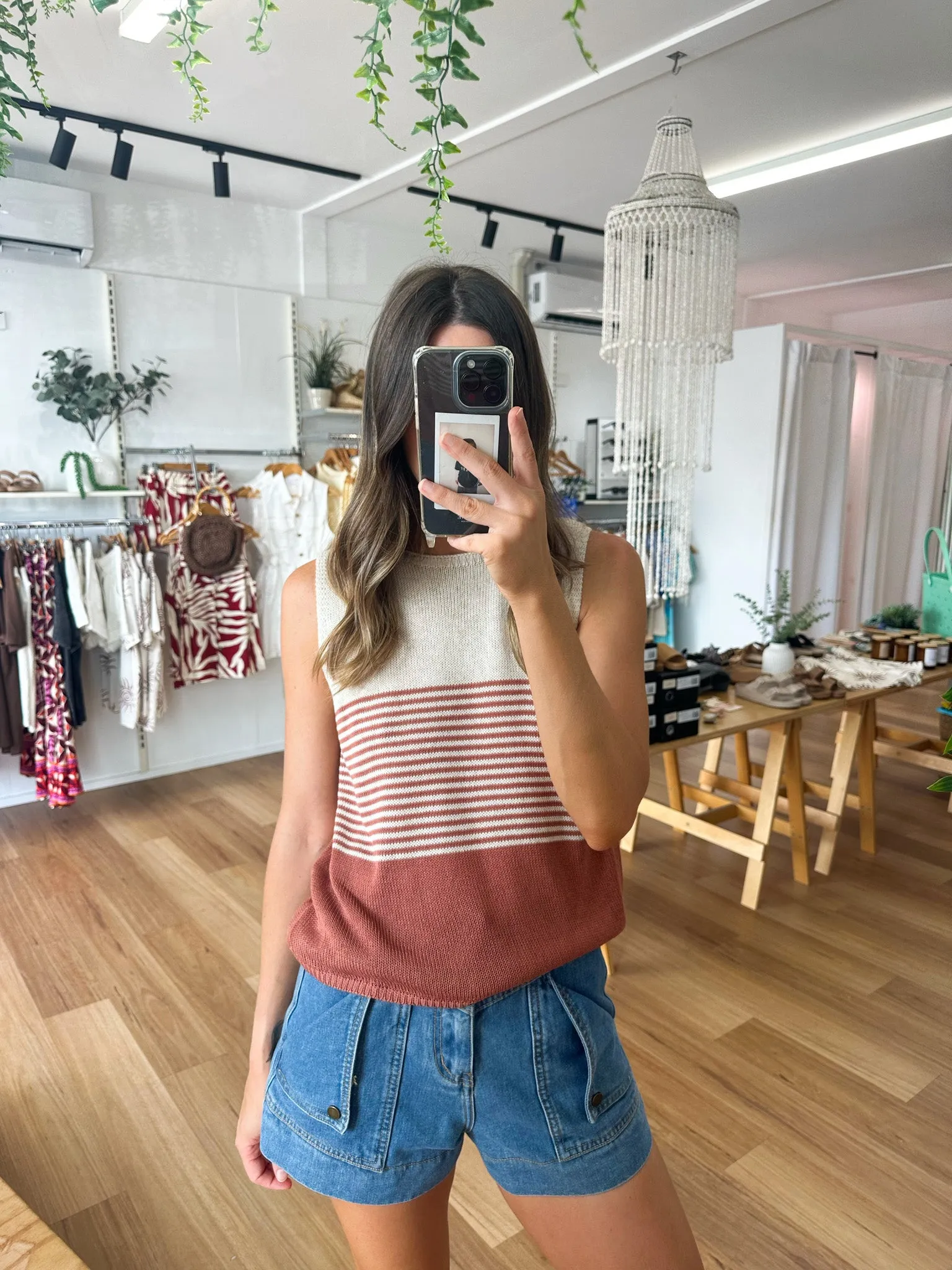 Emma Stripe Tank Rust sold by About A Girl