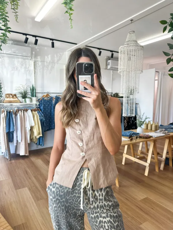 Margot Button Vest sold by About A Girl