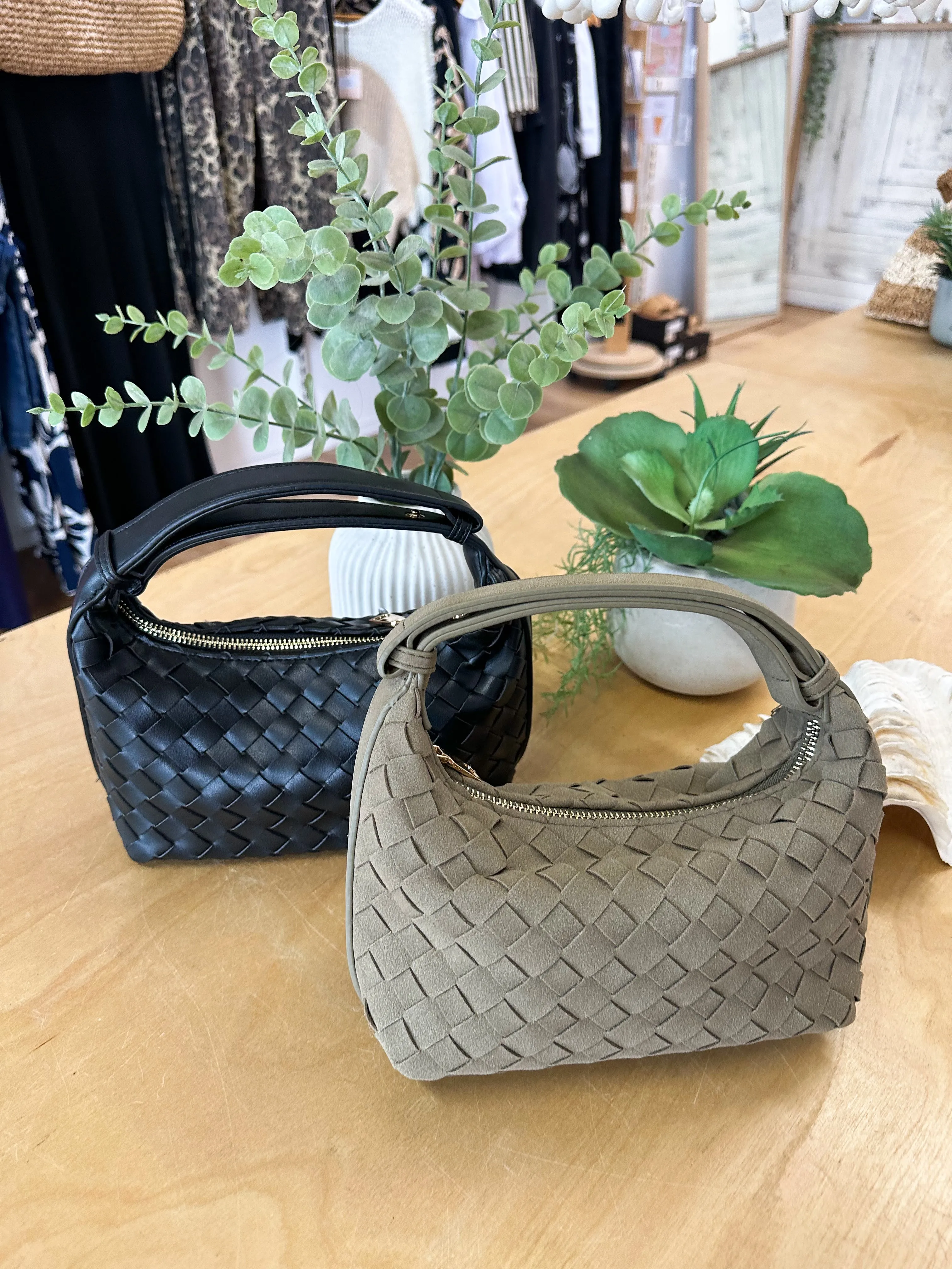 Cleo Woven Handbag Olive sold by About A Girl product image thumbnail 3