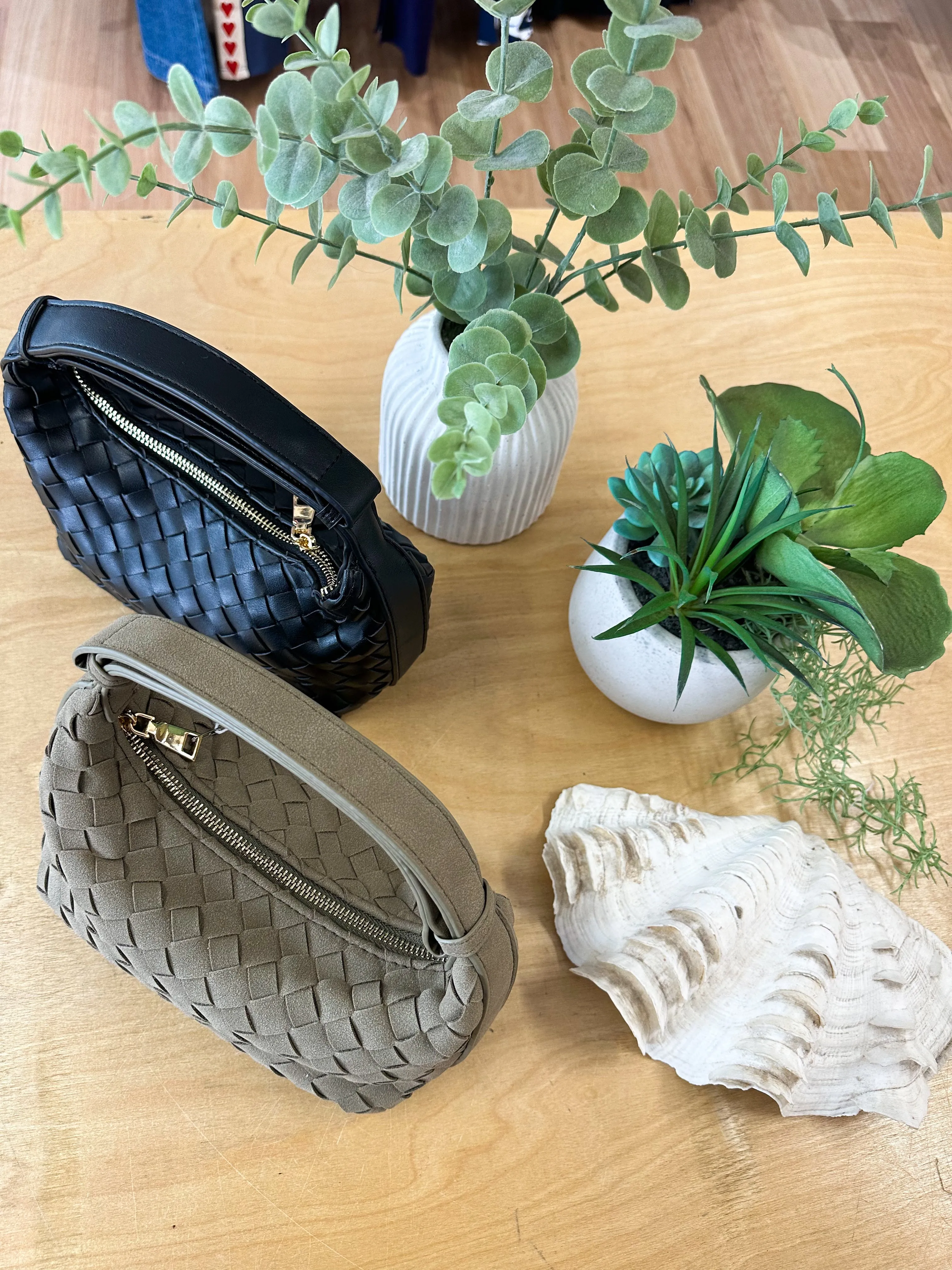 Cleo Woven Handbag Olive sold by About A Girl product image thumbnail 2