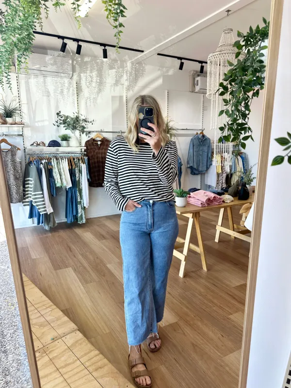 Athena Stripe Shirt Black sold by About A Girl