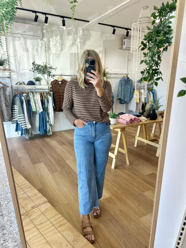 Athena Stripe Shirt Brown sold by About A Girl