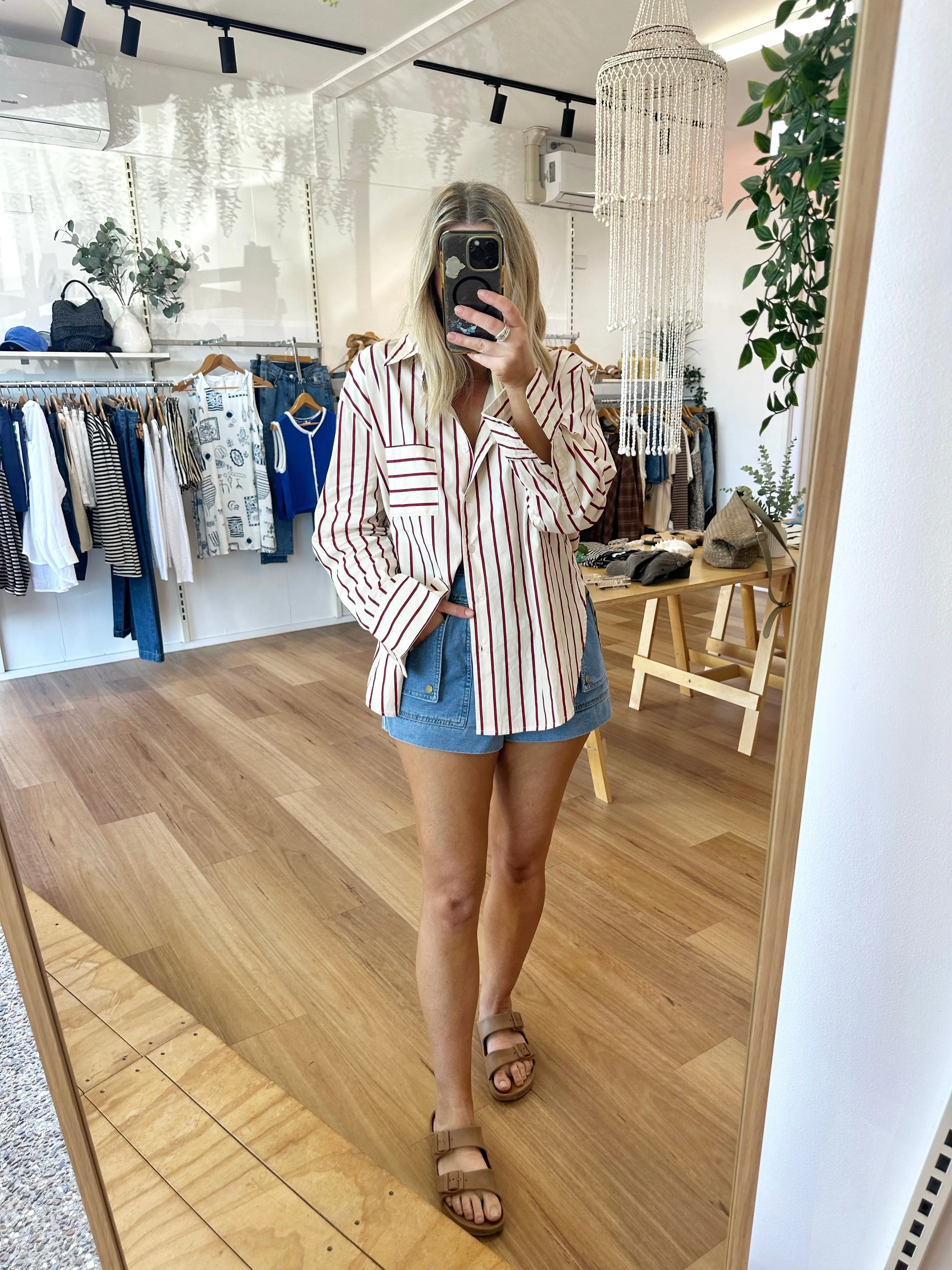 Emmy Stripe Shirt Cream sold by About A Girl
