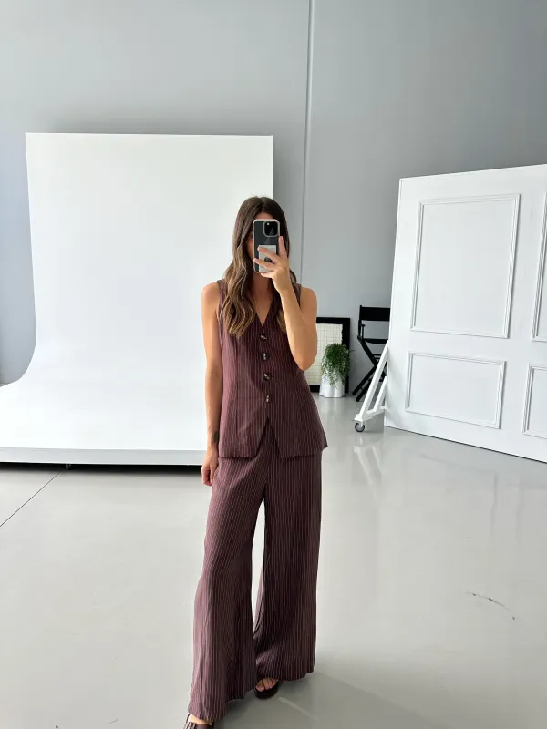 Blake Linen Pants Chocolate made by About A Girl