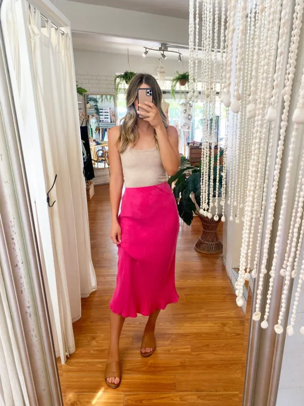 Jules Cupro Midi Skirt sold by About A Girl