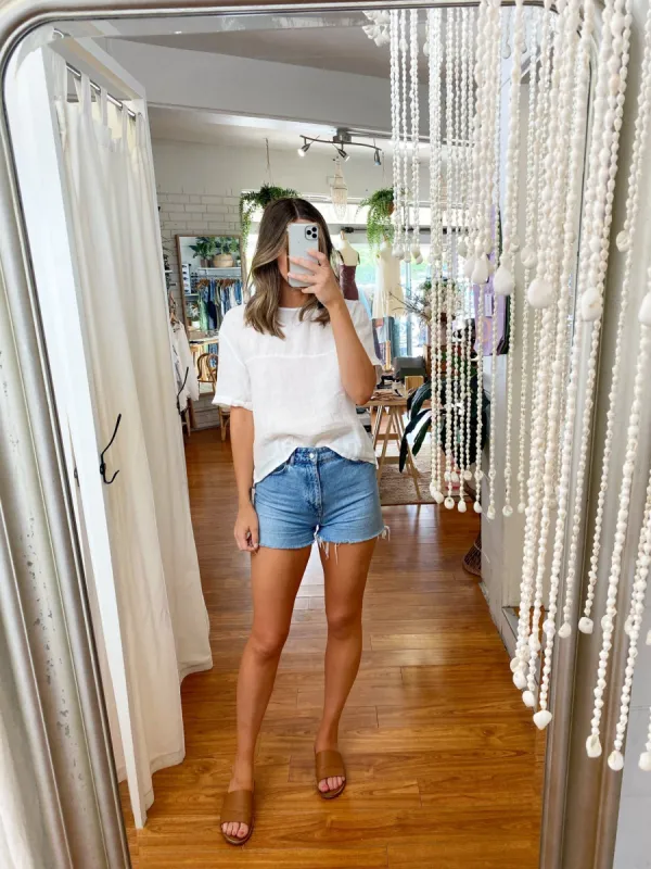 Button Back Top White sold by About A Girl