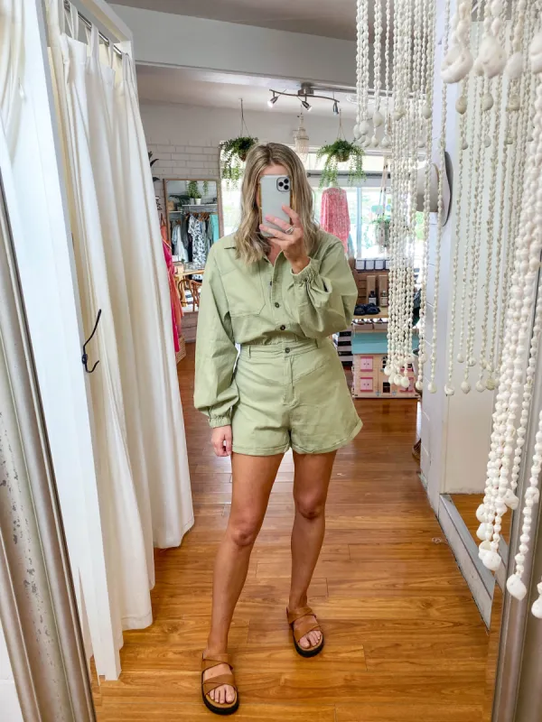Rosie Jumpsuit Sage sold by About A Girl