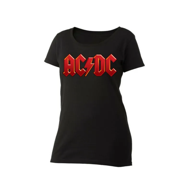 AC/DC Red Logo Women's Scoop Neck T-Shirt sold by AC/DC