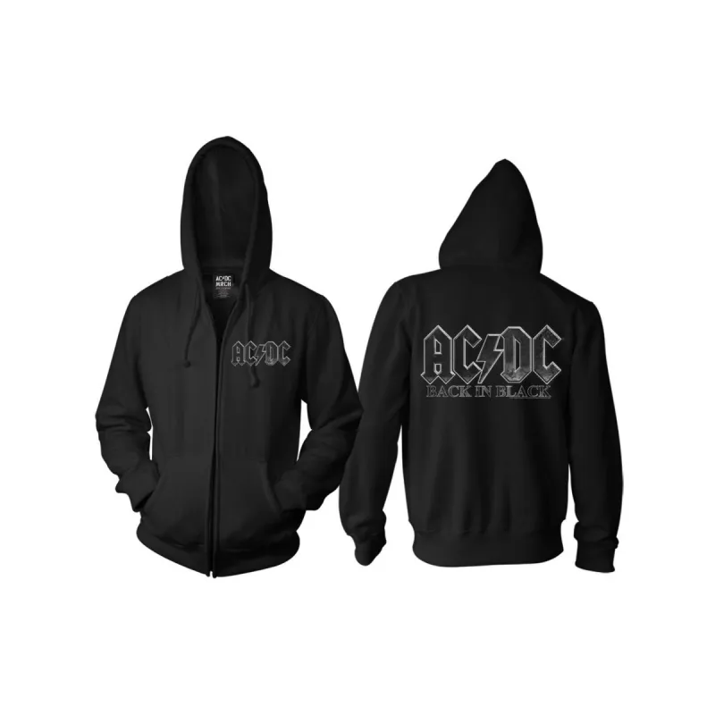 Back in Black Charcoal Zip Hoodie made by AC/DC