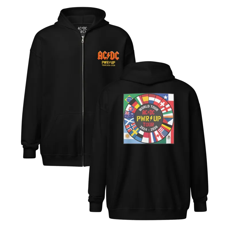 PWR UP World Tour Flags Zip Hoodie made by AC/DC