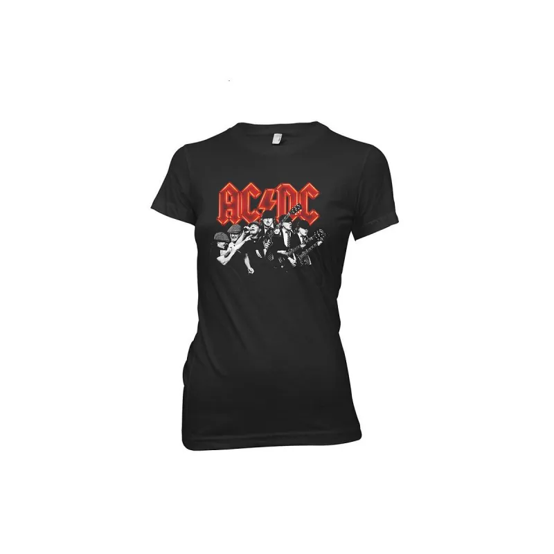 Angus/Brian Ladies Black T-Shirt made by AC/DC