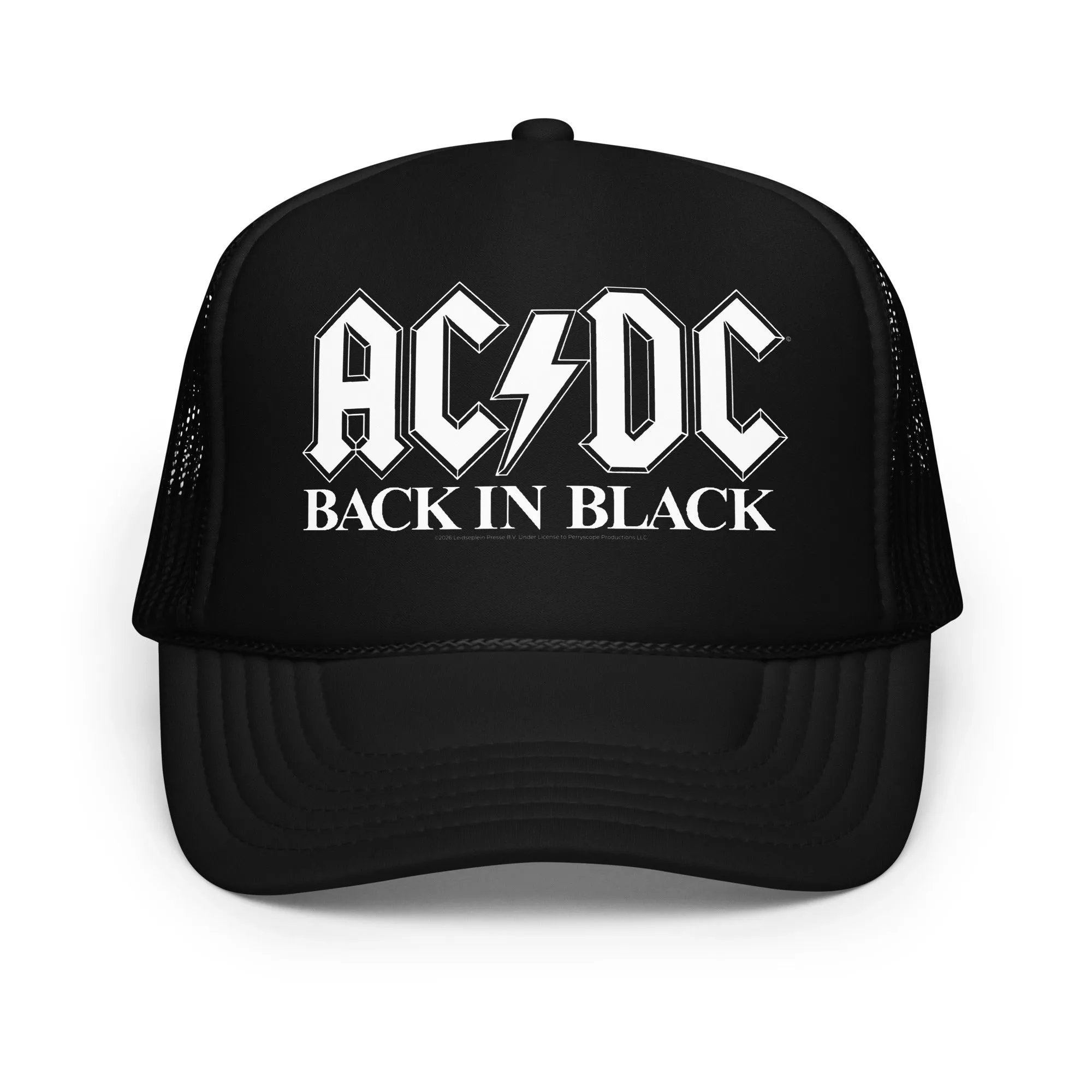 Back in Black White Logo Trucker Hat sold by AC/DC