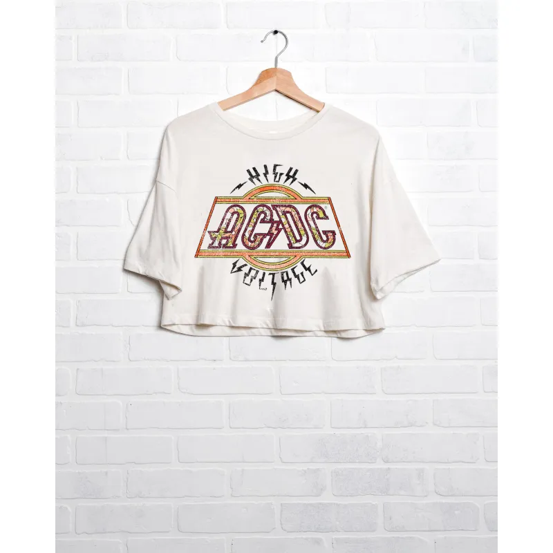High Voltage Flower Cropped Tee made by AC/DC