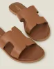 Leather Cut-Out Sliders Tan sold by Accessorize