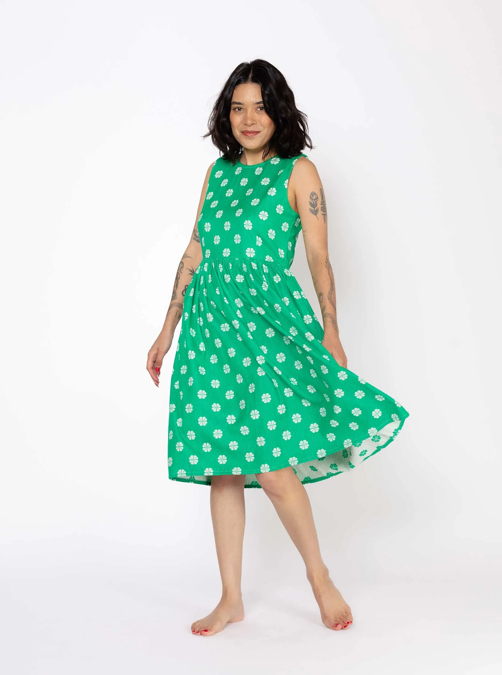 sample sale | cecelia dress green daisy | XS sold by Ace & Jig