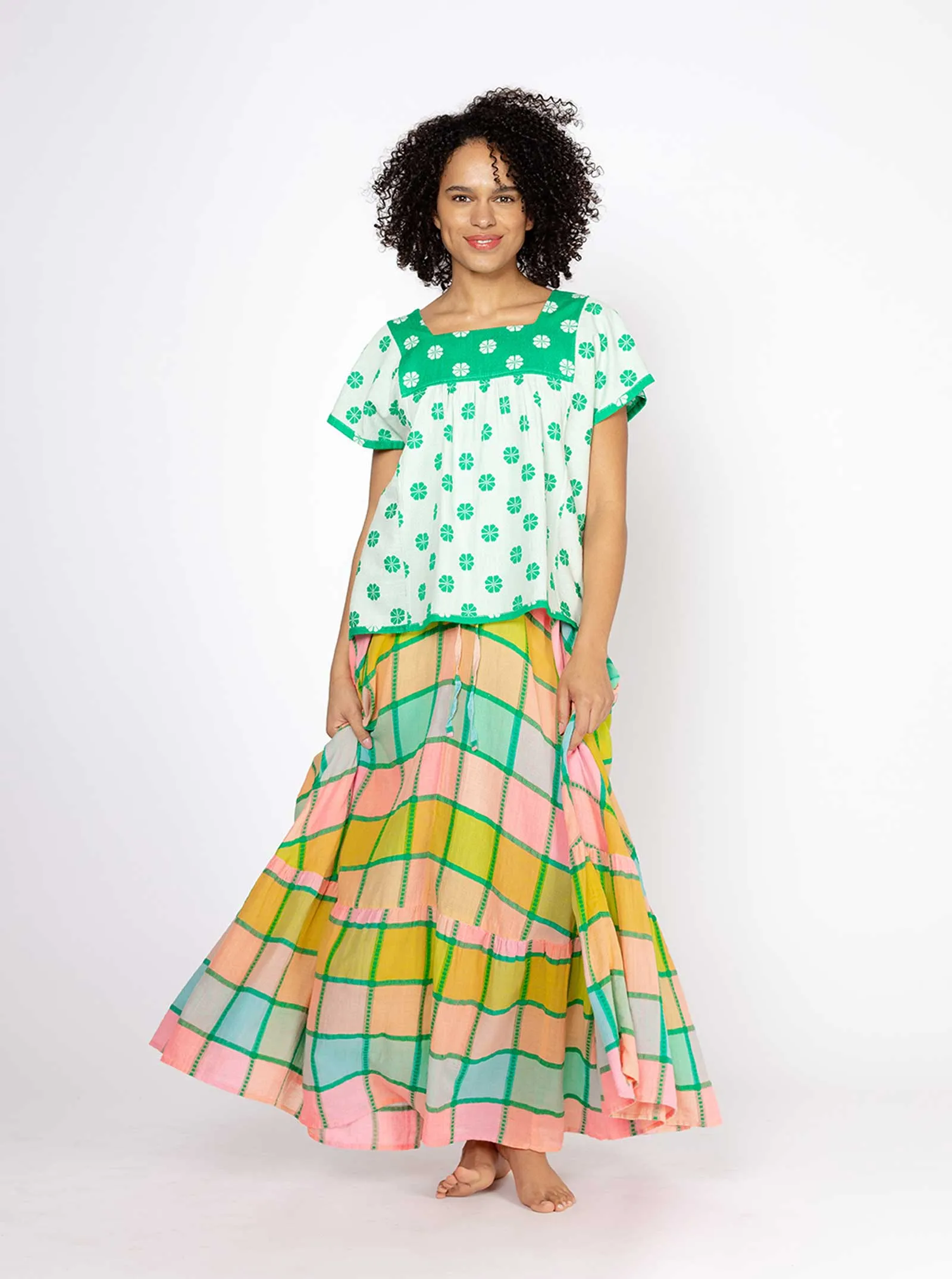 sample sale | lynne top green daisy | XS & 2X sold by Ace & Jig product image thumbnail 2