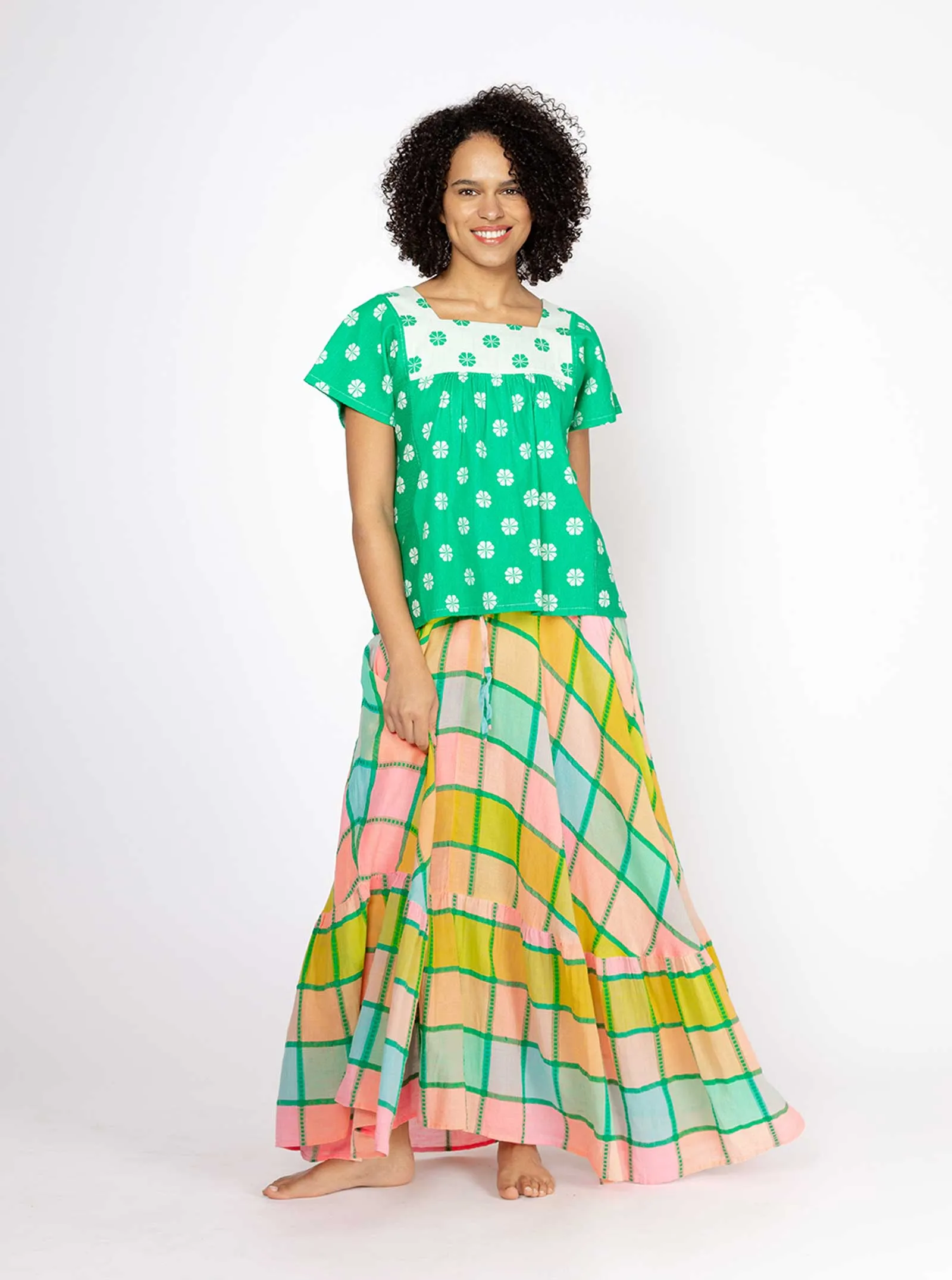 sample sale | lynne top green daisy | XS & 2X sold by Ace & Jig product image thumbnail 5