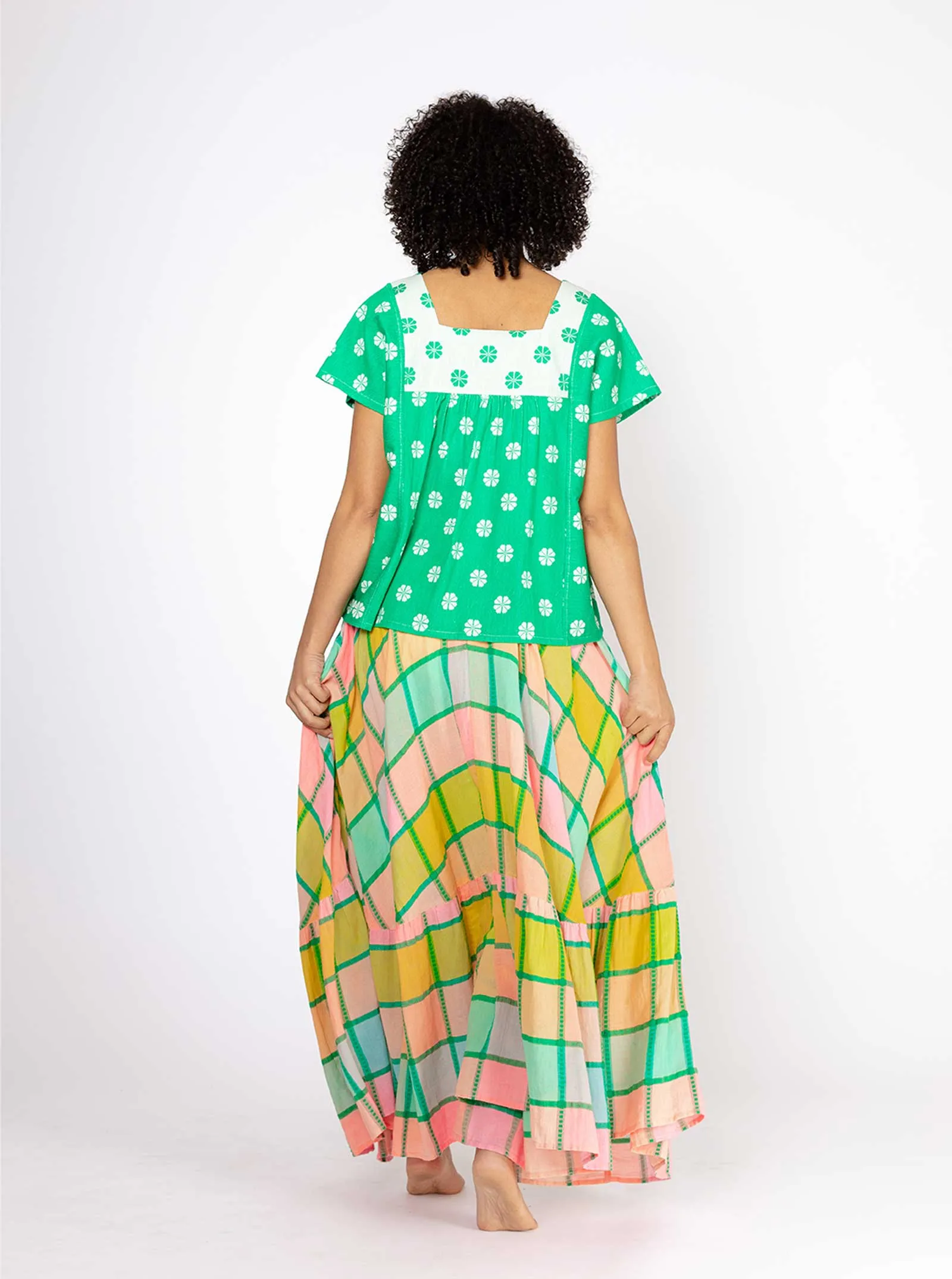 sample sale | lynne top green daisy | XS & 2X sold by Ace & Jig product image thumbnail 3