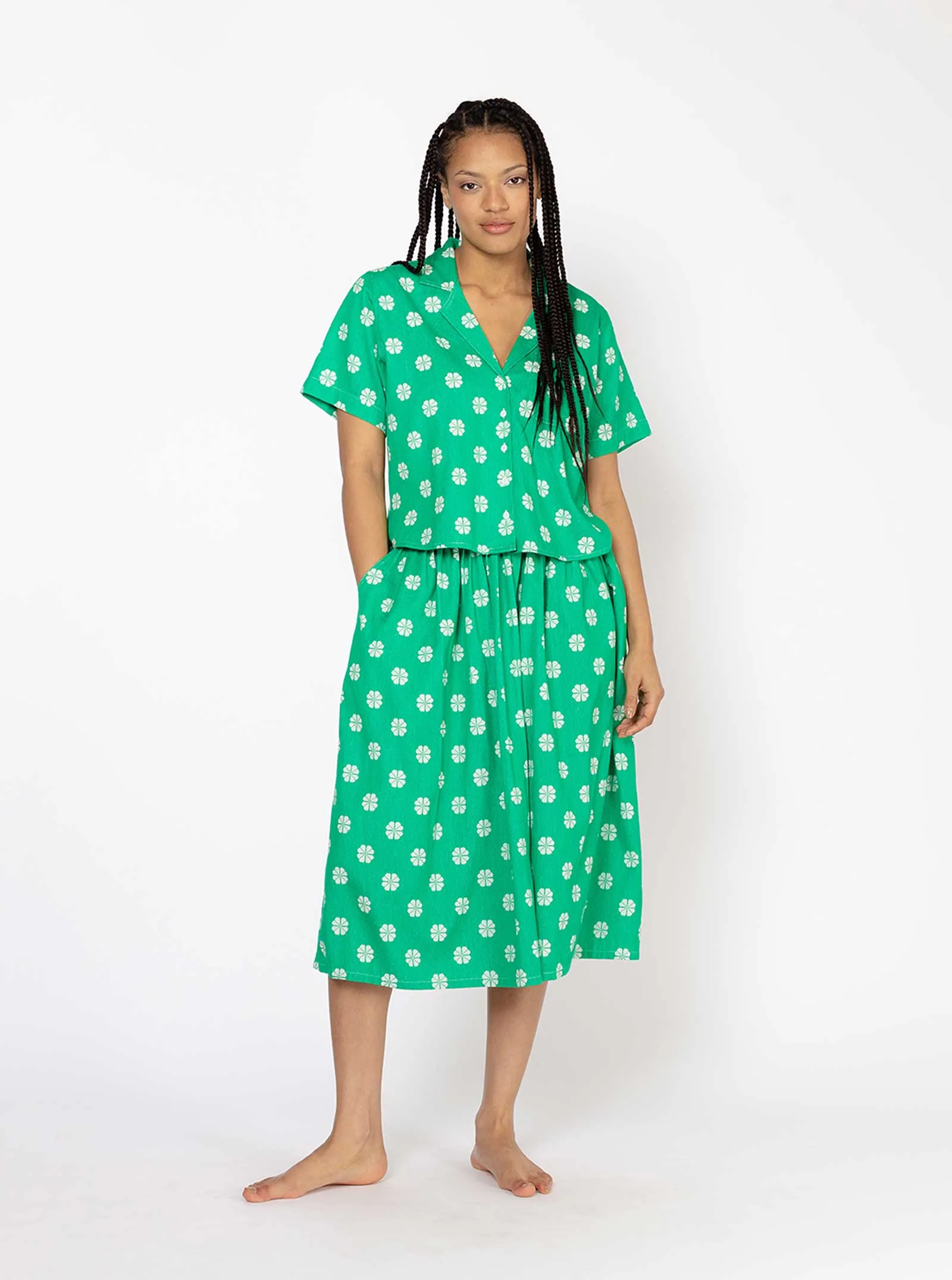 sample sale | murphy shirt green daisy | XS sold by Ace & Jig product image thumbnail 2