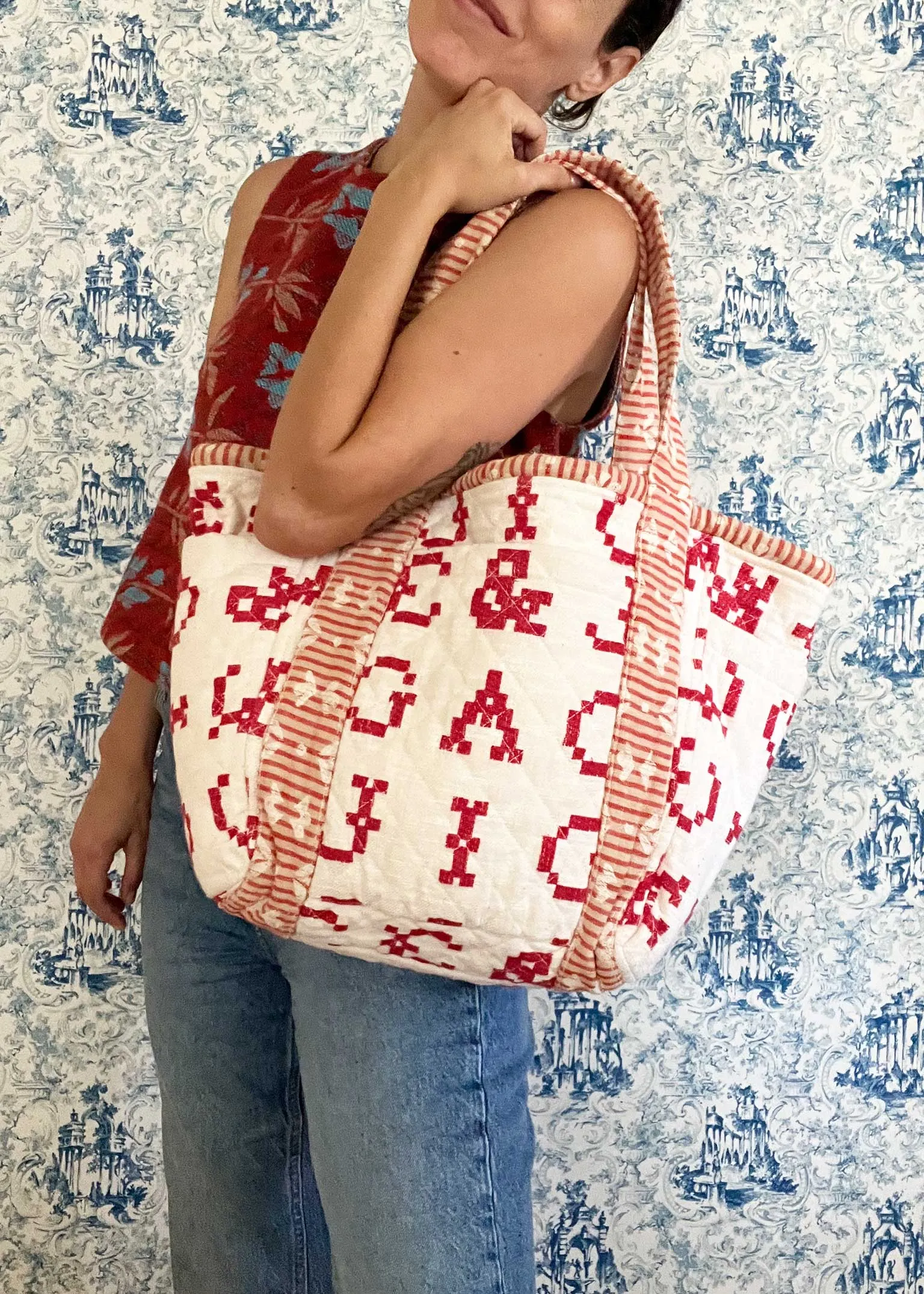 jumbo quilted tote | home | monogram sold by Ace & Jig product image thumbnail 4