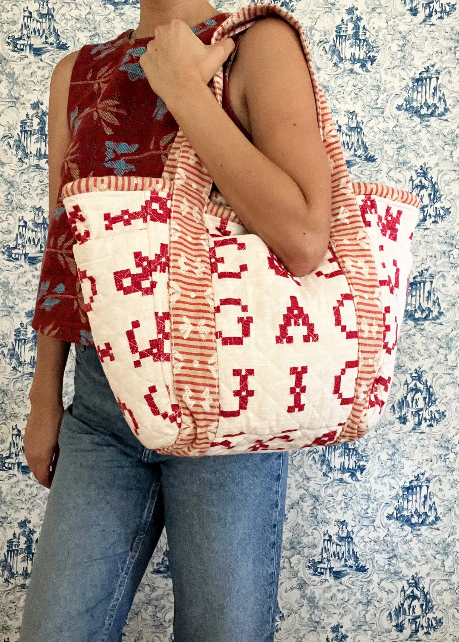 jumbo quilted tote | home | monogram sold by Ace & Jig product image thumbnail 3