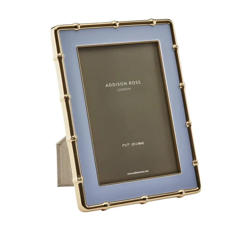 Pale Denim & Gold Bamboo Enamel Photo Frame sold by Addison Ross