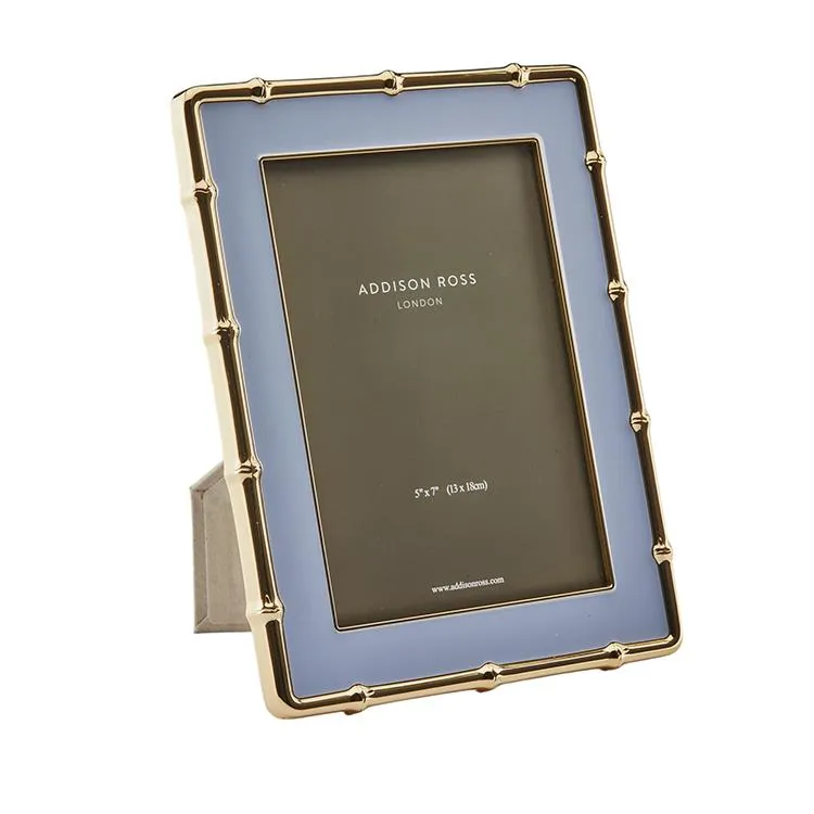Pale Denim & Gold Bamboo Enamel Photo Frame sold by Addison Ross