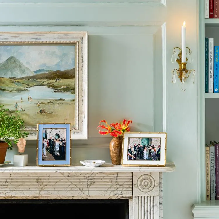 Pale Denim & Gold Bamboo Enamel Photo Frame sold by Addison Ross product image thumbnail 2