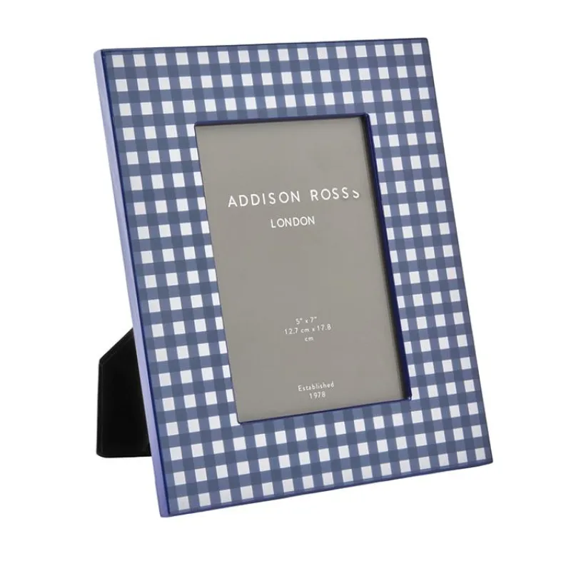 Navy Gingham Lacquer Photo Frame sold by Addison Ross