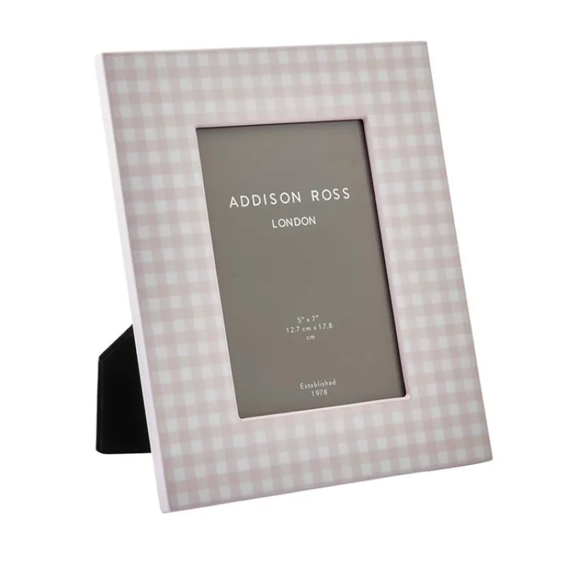 Pink Gingham Lacquer Photo Frame sold by Addison Ross