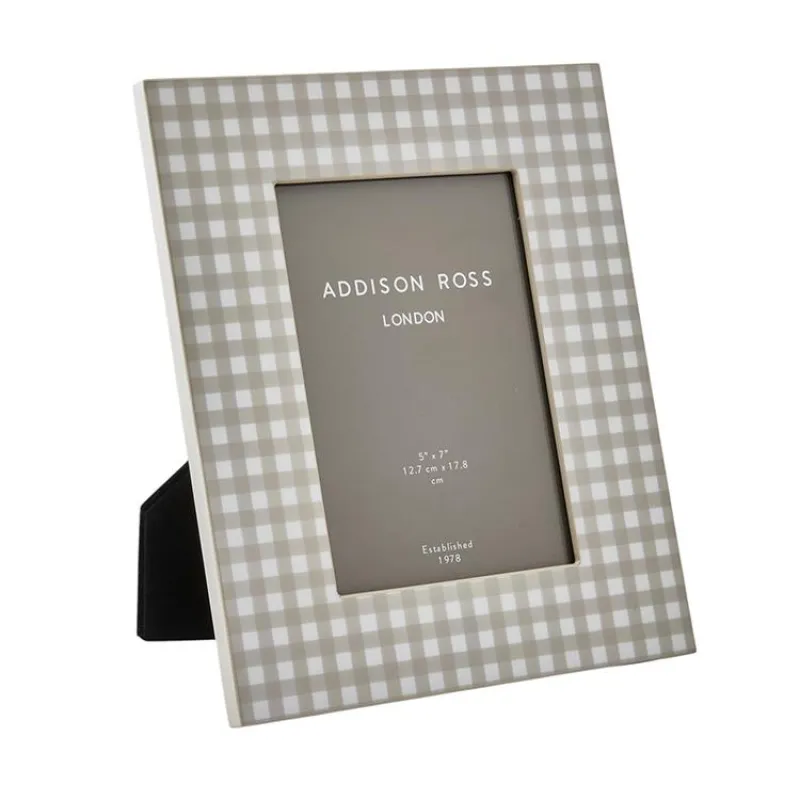 Cappuccino Gingham Lacquer Photo Frame sold by Addison Ross
