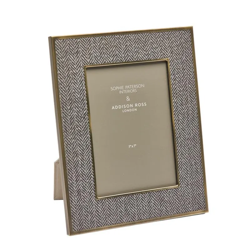 Sophie Paterson Photo Frame Dark Grey Herringbone 5 x 7" sold by Addison Ross