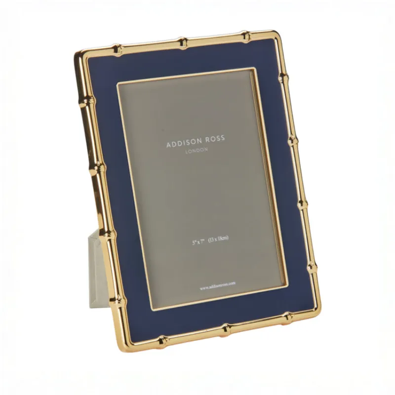 Navy & Gold Bamboo Enamel Photo Frame sold by Addison Ross