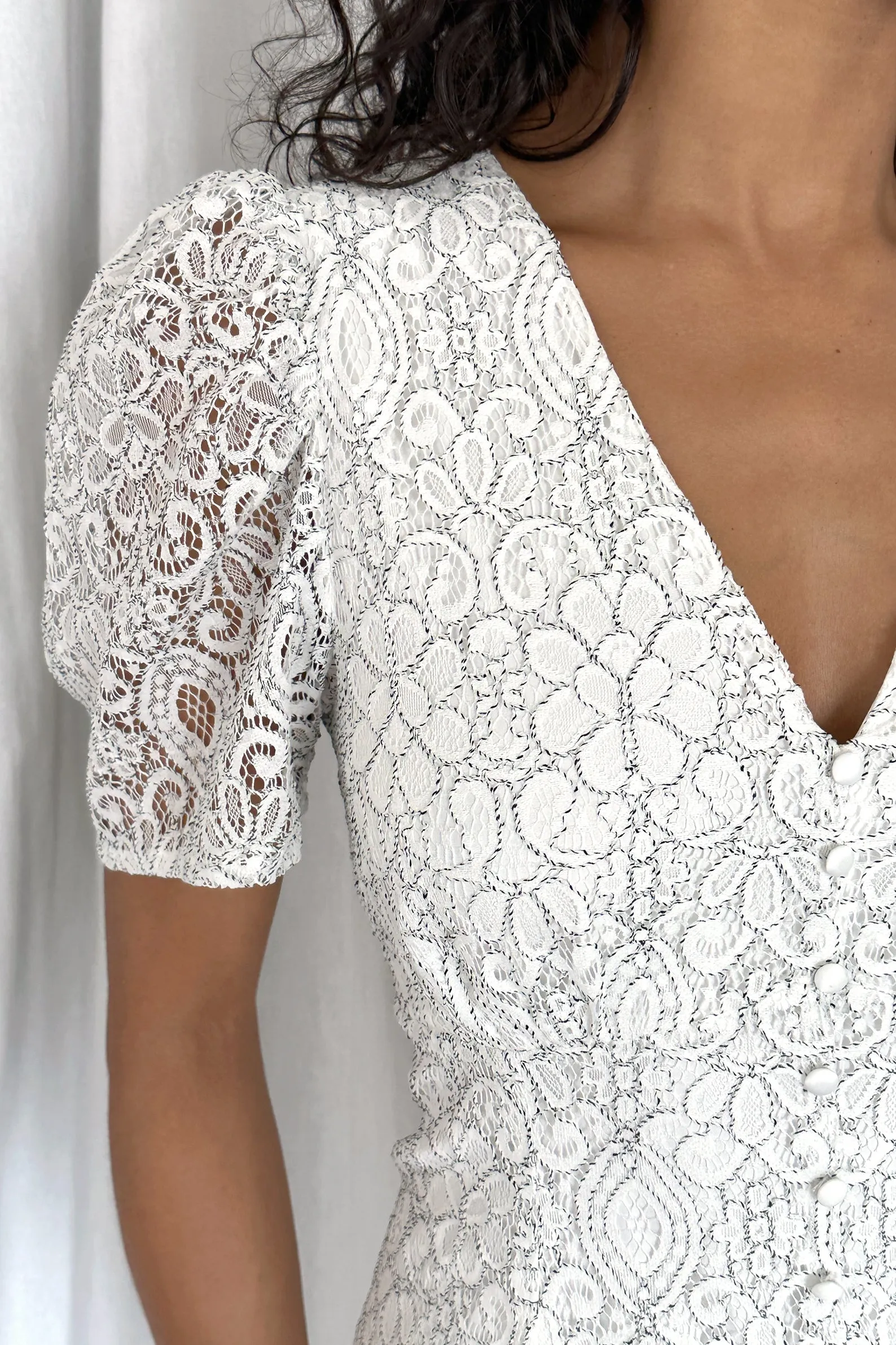 Lacey Puff Sleeve Lace Midi Dress sold by Adelyn Rae product image thumbnail 3