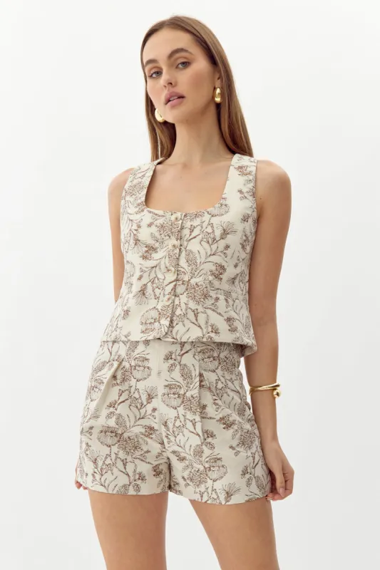 Sara Jacquard Button Front Top sold by Adelyn Rae